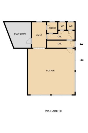 Planimetria NEGOZIO - 140M² + 2 POSTI AUTO - VIA CABOTO 20 (TS)